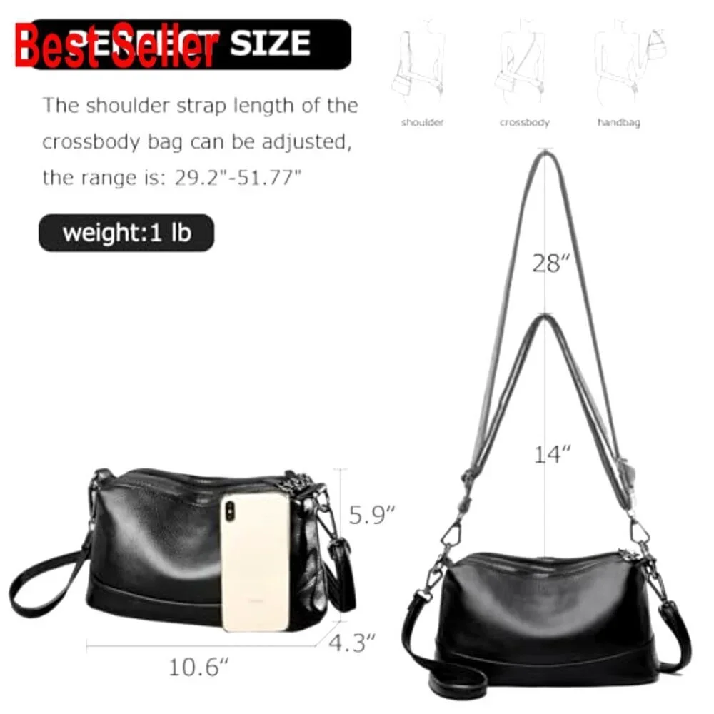 Genuine Leather Crossbody Bag Small Shoulder Handbag Hobo Clutch